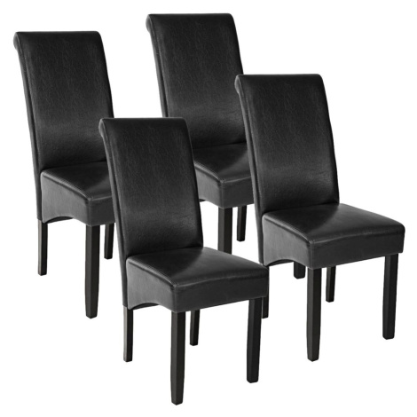 tectake 403494 4 jídelní židle ergonomické, masivní dřevo - černá - černá