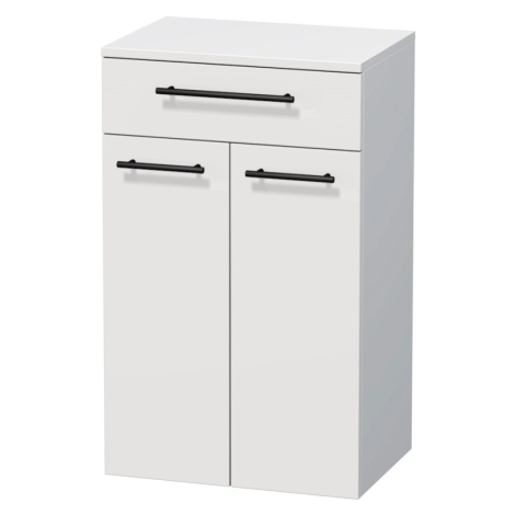 INTEDOOR Nízká skříň BEE, úchyt černý, 1 zásuvka, 2 dveře, š. 50cm, bílá lesk