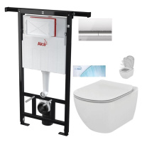 ALCADRAIN Jádromodul předstěnový instalační systém s chromovým tlačítkem M1721 + WC Ideal Standa