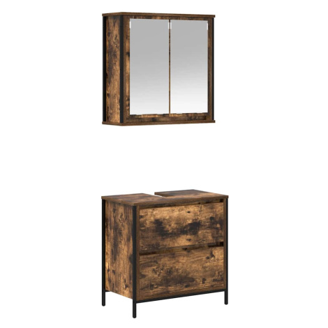 vidaXL 2dílný set koupelnového nábytku kouřový dub kompozitní dřevo