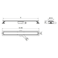 MEXEN Flat žlab bez roštu 70 cm otočný nerez 1040070