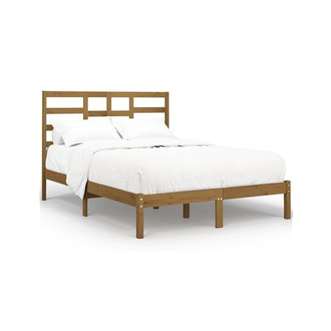 Rám postele medově hnědý masivní dřevo 120 × 200 cm, 3105793 SHUMEE