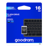 Goodram USB flash disk, USB 2.0, 16GB, UPI2, černý, UPI2-0160K0R11, USB A, s krytkou