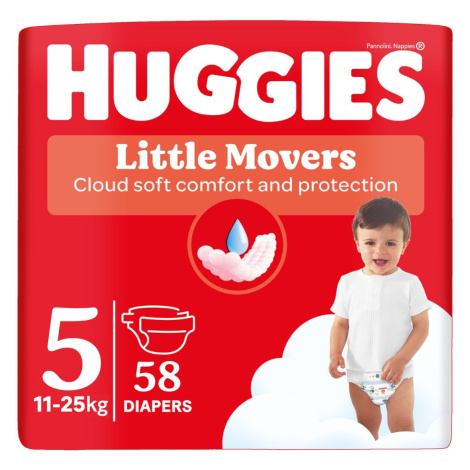 Huggies Little Movers 5 11-25 kg jednorázové plenky 58 ks