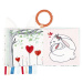 Textilní knížka zajíc The Rabbit in Love Activity Book Kaloo s kroužkem pro nejmenší od 0 měsíců