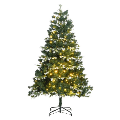 vidaXL Umělý sklápěcí vánoční stromek s 300 LED zasněžený 180 cm