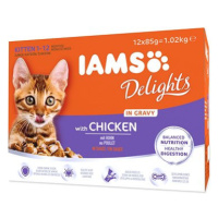 IAMS Delights pro koťata s kuřecím v omáčce multipack 12 × 85 g