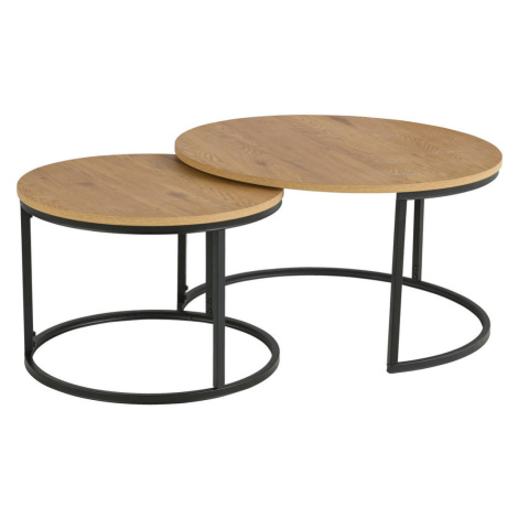 Ti'me SADA KONFERENČNÍCH STOLKŮ, barvy dubu, kov, kompozitní dřevo, 60-80/60-80/42-45 cm