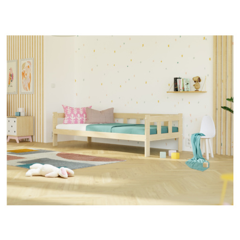 Benlemi Dřevěná jednolůžková postel FENCE 4v1 se zábranou Zvolte barvu: Béžová, Zvolte rozměr: 9