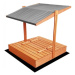 ELIS DESIGN Set - Pískoviště s krytem/lavičkami a šedou stříškou předvrtané impregnované premium