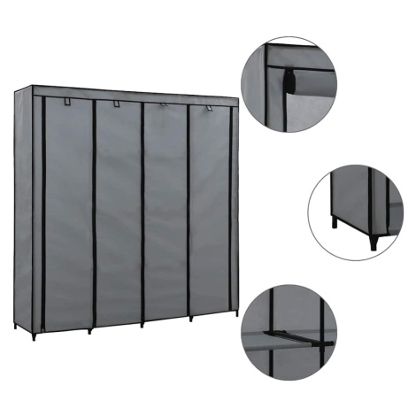 vidaXL Šatní skříň se 4 přihrádkami šedá 175 x 45 x 170 cm