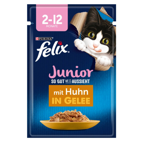 FELIX chutná tak dobře, jak vypadá, Pochoutka v želé Junior kuřecí 26 × 85 g