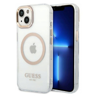 Guess Metal Outline Magsafe Pouzdro iPhone 14 Plus (průhledný zlaté)