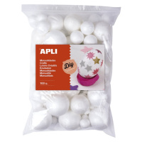 APLI polystyrenové koule, Jumbo pack, mix velikostí, bílé