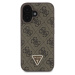 Zadní kryt Guess PU 4G Strass Triangle Metal Logo pro Apple iPhone 16, hnědá