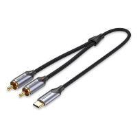 Vention USB-C Male to 2-Male RCA Cable 1m Gray Aluminum Alloy Type