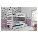 BMS Dětská patrová postel ERYK | bílá Barva: bílá / růžová, Rozměr: 200 x 90 cm
