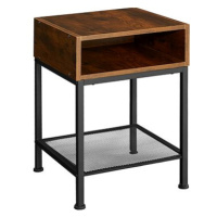 Noční stolek Harlow 40,5x40,5x52,5cm - Industrial tmavé dřevo