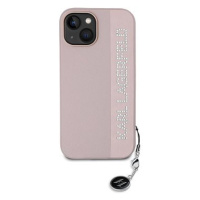 Karl Lagerfeld PU Saffiano Rhinestone Charm Zadní Kryt pro iPhone 15 Pink