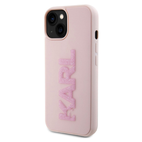 Zadní kryt Karl Lagerfeld 3D Rubber Glitter Logo Karl pro Apple iPhone 15, růžová