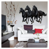 Samolepka na zeď - Tři černé koně
