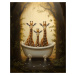 Obrazy na stěnu - Žirafí rodina ve vaně Rozměr: 40x50 cm, Rámování: vypnuté plátno na rám