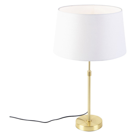 Stolní lampa zlatá / mosaz s plátěným odstínem bílá 35 cm - Parte QAZQA