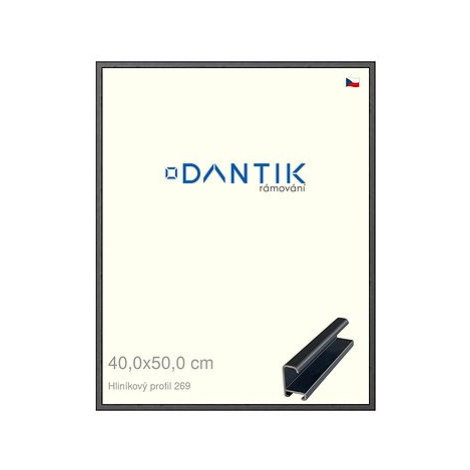 DANTIK rámeček 40 × 50, ALU profil 7269 Šedý Oplal broušený plexi čiré