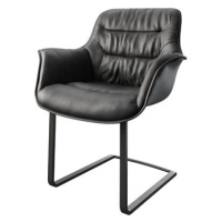 DELIFE Jídelní židle Kaira-Flex černá pravá kůže konzolová podnož plochá černá
