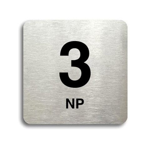 Accept Piktogram "3 NP" (80 × 80 mm) (stříbrná tabulka - černý tisk bez rámečku)