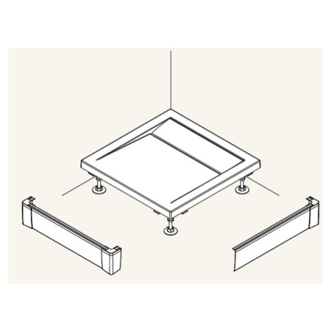 Ronal PWIL08008004 Rohový panel hliníkový pro vaničku 80 x 80 x 9,5 cm - bílý (Sanswiss)