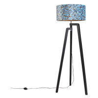 Stojací lampa stativ černá s odstínem motýl design 50 cm - Puros