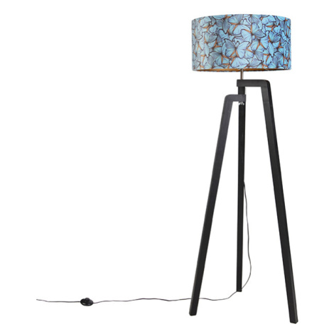 Stojací lampa stativ černá s odstínem motýl design 50 cm - Puros QAZQA