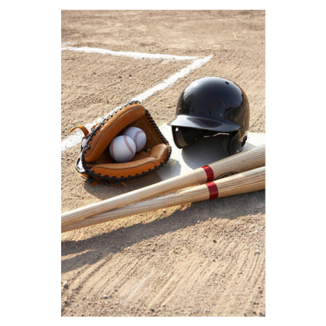 Plakát, Obraz - Baseball glove, balls, bats and baseball, Thomas Northcut, 26.7 × 40 cm