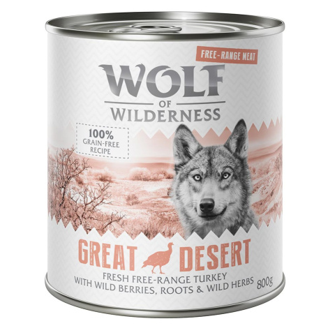 Wolf of Wilderness, 12 x 800 g - 11 + 1 zdarma! - "Free-Range Meat" Great Desert - krůtí