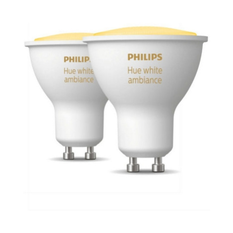 LED žárovka GU10 Philips Hue 2ks 4,3W (50W) White Ambiance (2200-6500K) stmívatelná