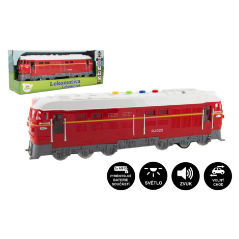 Lokomotiva/Vlak červená plast 35cm na baterie se zvukem se světlem v krabičce 41x16x12cm Teddies