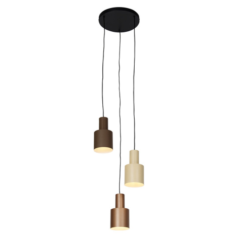 Závěsné svítidlo bronzové s taupe a béžové 3-světlo - Ans TRIO