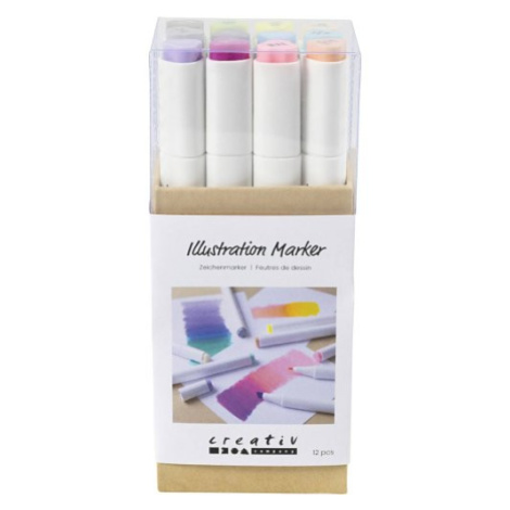 Creative Permanentní fixy na alkoholové bázi sada  12 barev PASTELOVÉ ODSTÍNY SES Creative