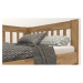 Rohová postel APOLONIE levá, buk/šedá, 140x200 cm