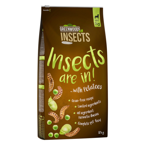 Greenwoods Insects hmyz s bramborami, hráškem a bobem obecným 2 x 12 kg