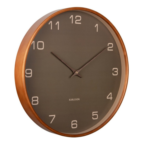 Karlsson 5993MG designové nástěnné hodiny hnědá, pr. 40 cm