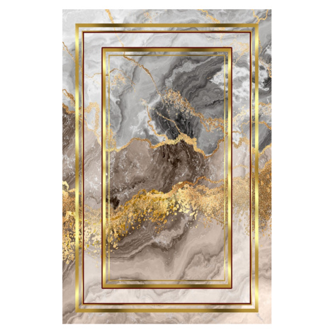 Conceptum Hypnose Koberec Marble Frame 80x200 cm šedý/zlatý