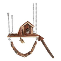 Trixie Dřevěné závěsné hřiště s domkem Janne pro myši a křečky 26 × 22 cm