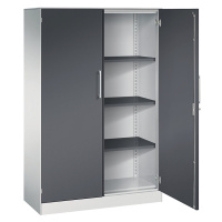 C+P Skříň s otočnými dveřmi ASISTO, výška 1617 mm, šířka 1000 mm, 3 police, světlá šedá/černošed