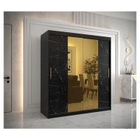 Šatní skříň Abi Golden T1 Barva korpusu: Černá, Rozměry: 180 cm, Dveře: Černý Marmur + zlaté zrc