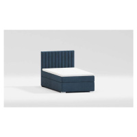 Tmavě modrá čalouněná jednolůžková postel s úložným prostorem s roštem 90x200 cm Bunny – Ropez