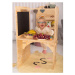 Myminihome Kuchyňský ostrůvek s křídovou tabulí do dětského pokoje Zvolte barvu: Nelakovaná