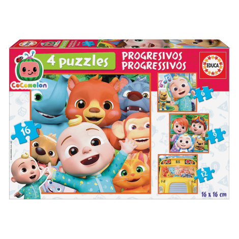 Puzzle Cocomelon Progressive 4v1 Educa 6-9-12-16 dílků od 4 let