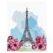 Diamantové malování - EIFFELOVA VĚŽ V PAŘÍŽI S RŮŽOVÝMI KVĚTINAMI Rozměr: 40x50 cm, Rámování: vy